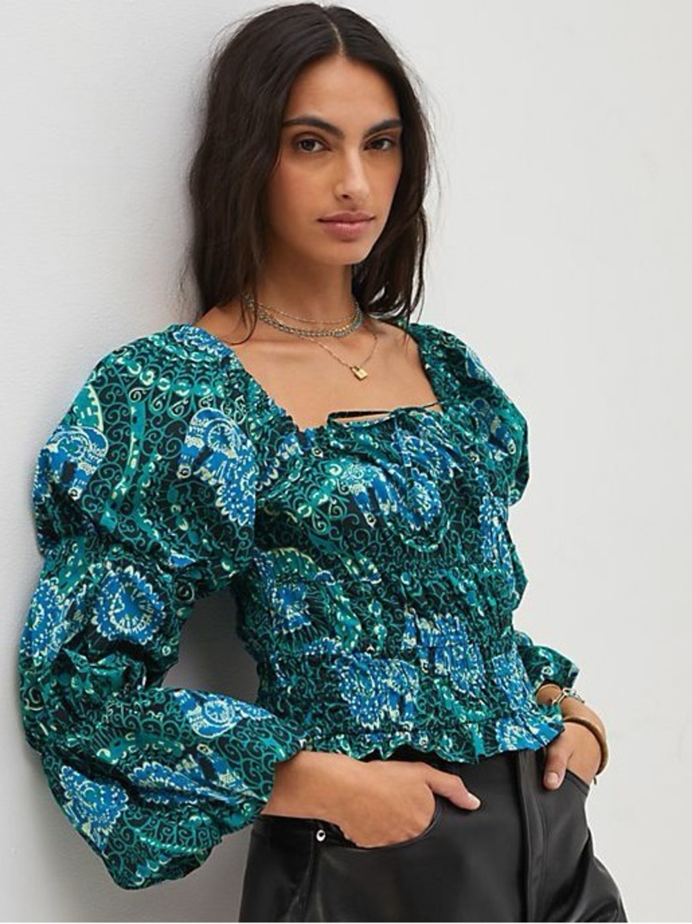 Anthropologie Tiered Poplin Blouse